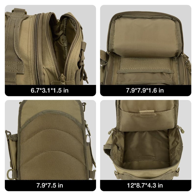 Piscifun Fishing Tackle Bag with Rod & Gear Holder, Lightweight Sling Bag Storge Gear and Equipment, Kaki - Image 5